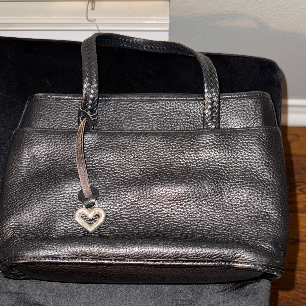 Brighton Women’s Black Croc Embossed Pebbled Leather Small Tote Bag Purse - Picture 8 of 14